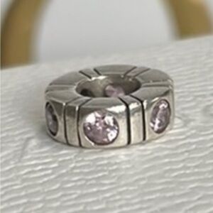 Pandora Pink CZ Trinity Spacer Charm RETIRED